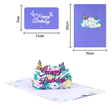 arte de voeux 20x15cm carte de voeux d'anniversaire fleur papillon sculpture en papier 3D avec enveloppe bénédiction carte postale